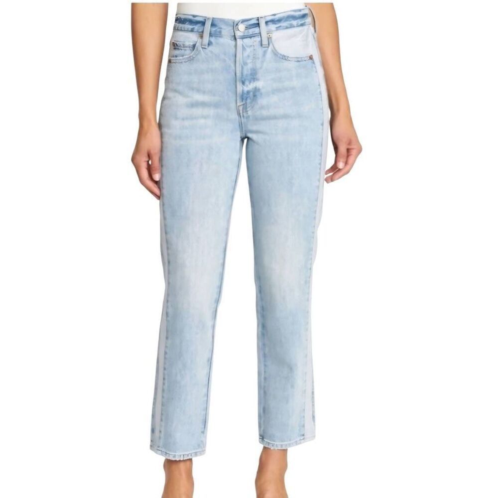 Pistola Jeans Women's 28 Blue Cabo Panel Contrast Straight Leg Raw Hem